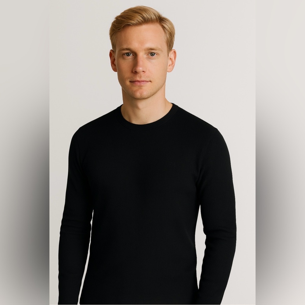 H&M Black Textured Long Sleeve Top